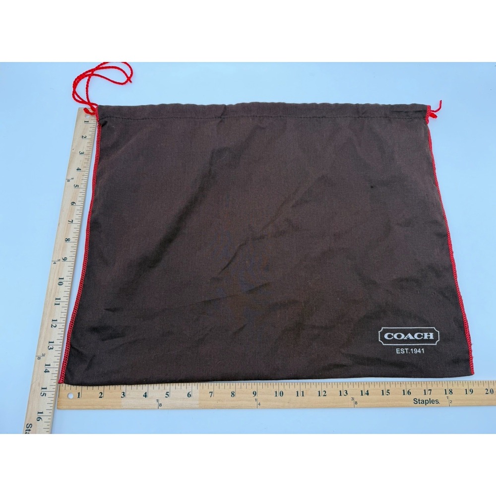 Coach Drawstring Dust Bag Brown w/ Red Stitching 19"x 15" Protective Storage